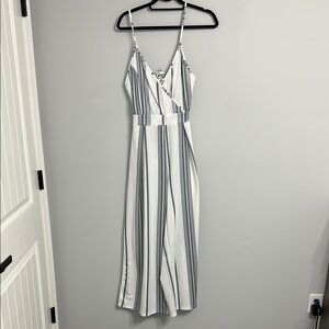 Striped White and Blue Jumpsuit